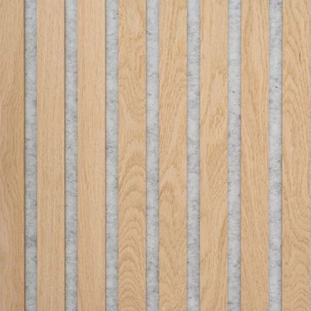 Akustikpaneel Eiche natur, Echtholzfurnier auf braunem MDF, Träger 9mm PET-Filz grau