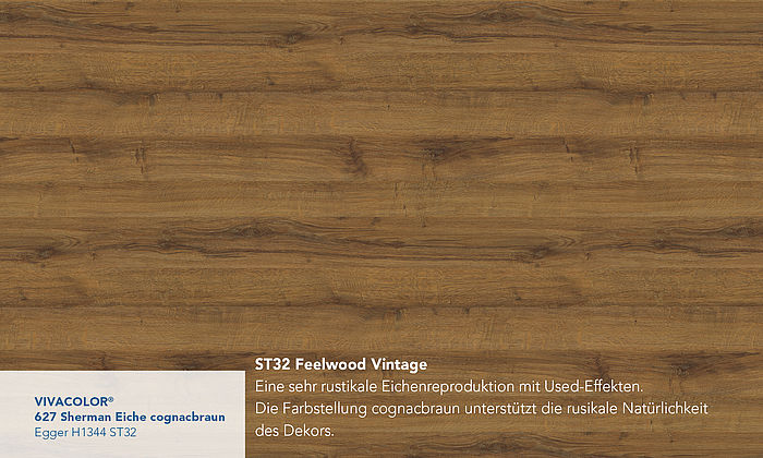 VIVACOLOR® 627 Sherman Eiche cognacbraun Egger H1344 ST32 VIVACOLOR® 627 Sherman Eiche cognacbraun Egger H1344 ST32